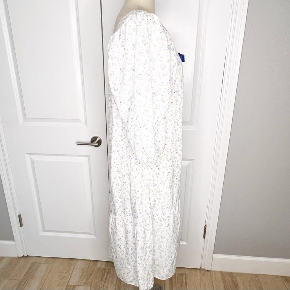 Taylor Tillman SJP Cecelia Dress White Floral Dress Blue Bow Size Small - Picture 8 of 12